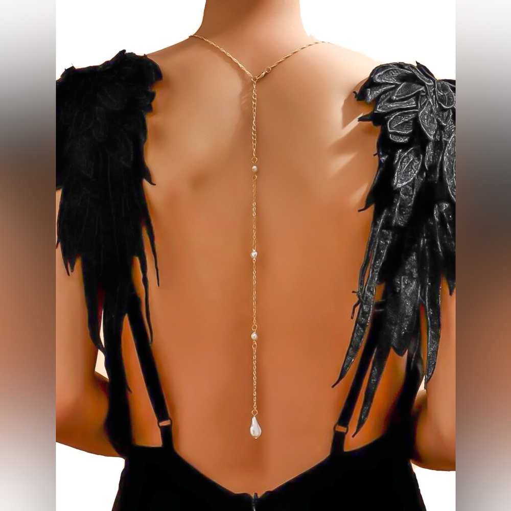 ❀ Elegant Y Lariat Front & Back Gold Drop Necklace